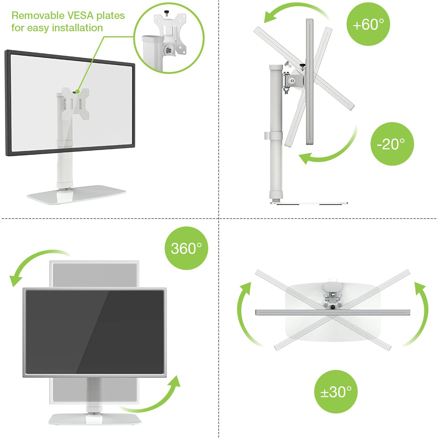 Supporto da Tavolo Stand per Monitor 17-27'' con Base TECHLY - immagine 6