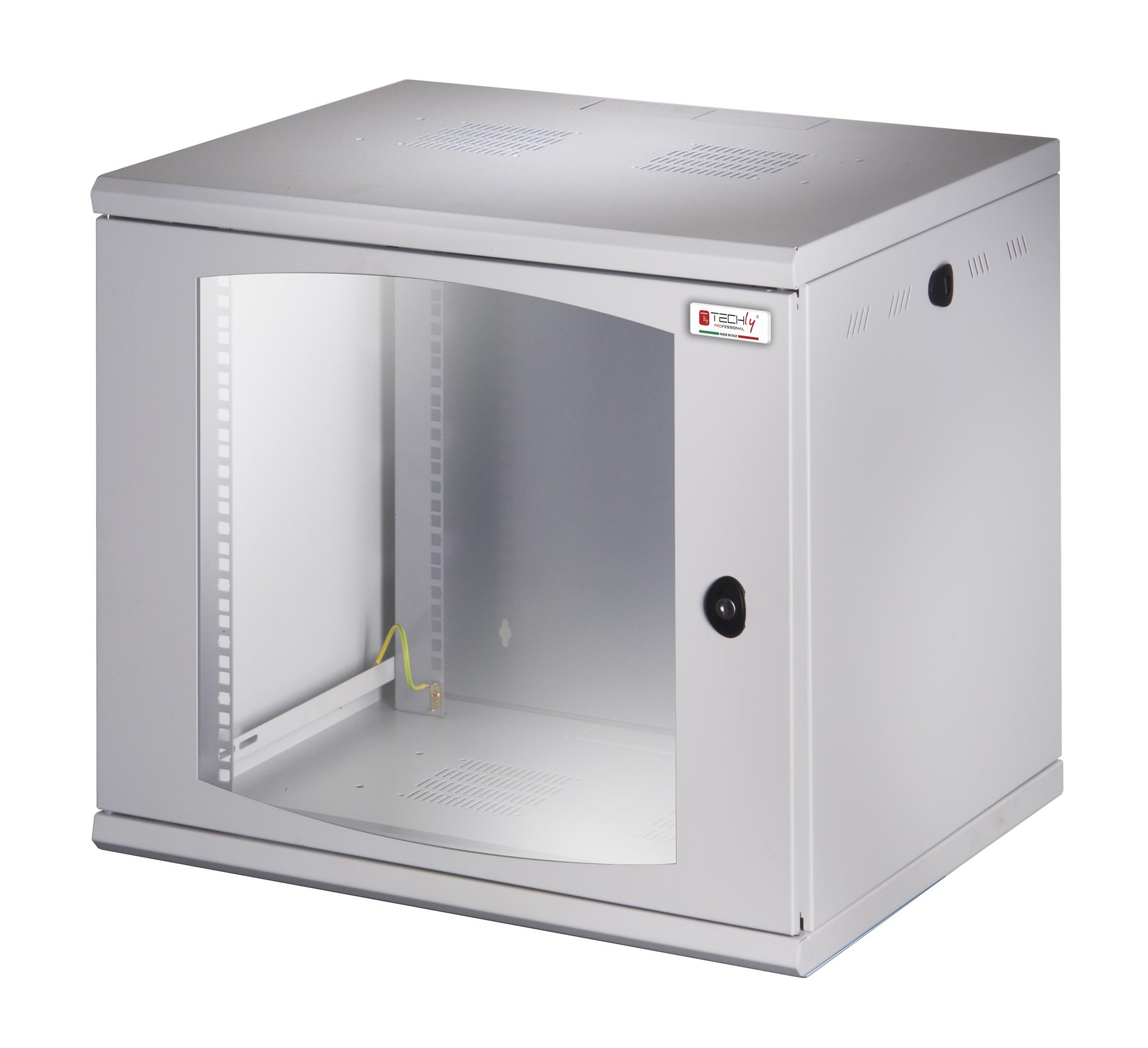 Armadio Rack 19'' a muro 10 unità sezione unica prof. 500mm Nero TECHLY PROFESSIONAL - immagine 6