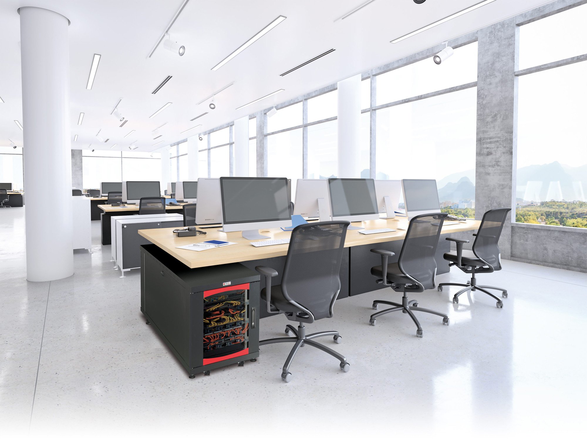 Armadio Server Rack 19'' 600x1000 12 Unità Nero da sotto-scrivania TECHLY PROFESSIONAL - immagine 6