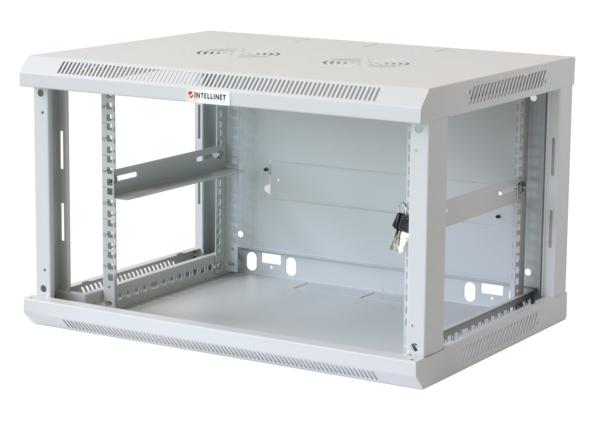 Armadio Rack 19'' a muro 6 unità sezione unica prof. 600mm Grigio INTELLINET - immagine 6