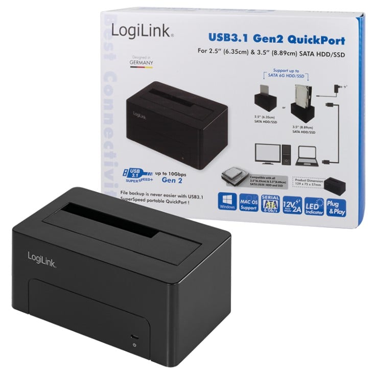 Docking Station USB3.1 Gen2 per HDD/SSD SATA da 2.5''/3.5'' Nero LOGILINK - immagine 5