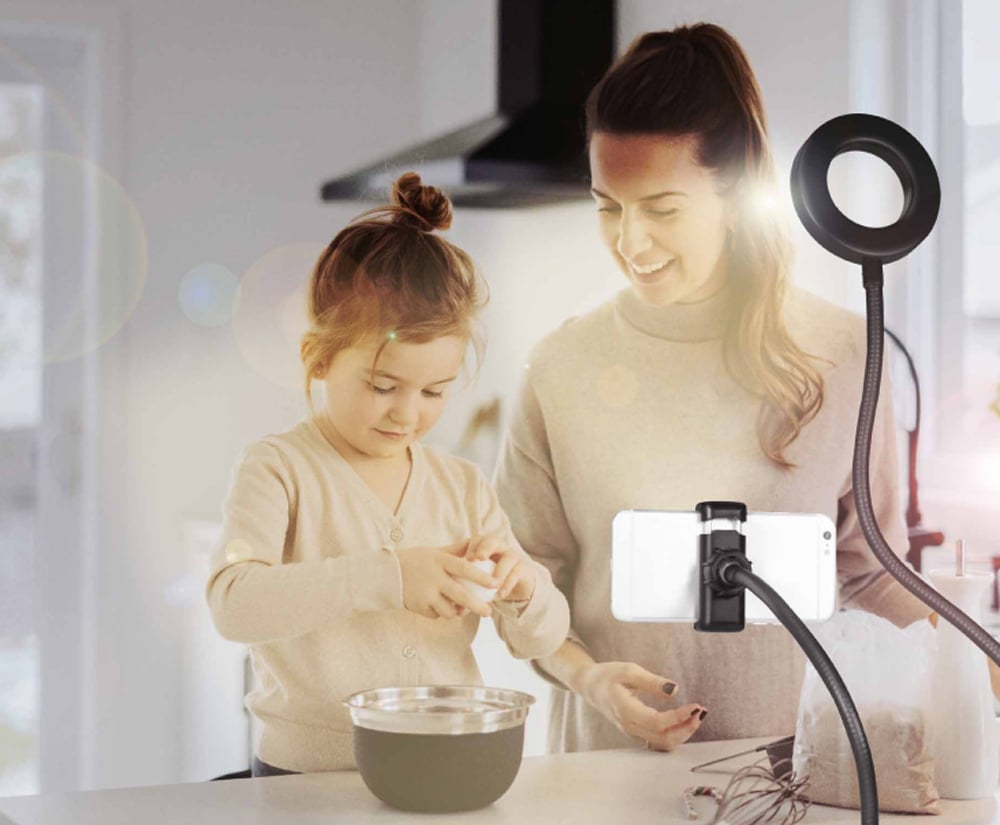 Luce LED Anello Portatile Regolazione Luminosità e Stand Smartphone LOGILINK - immagine 6