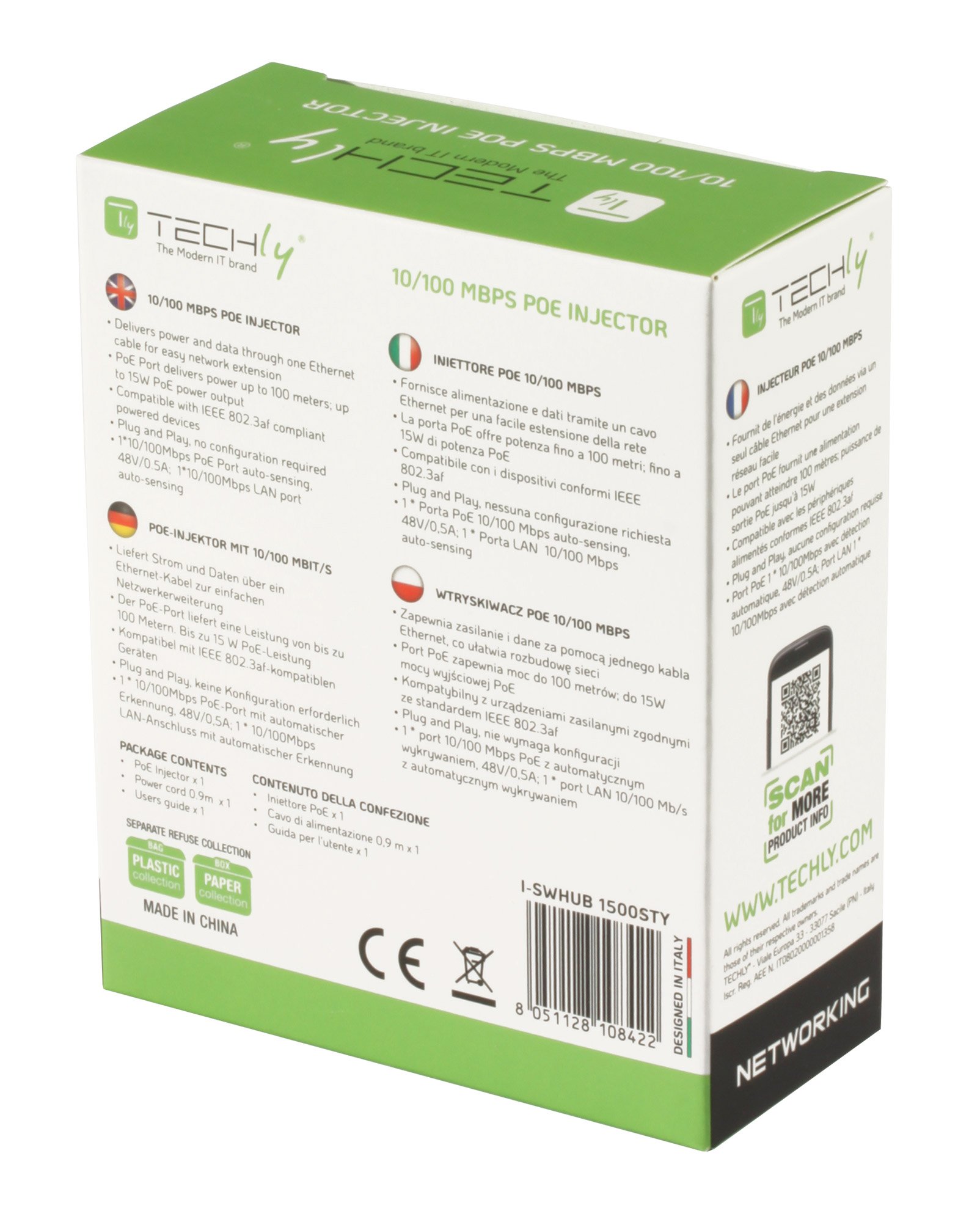 Iniettore PoE 10/100 Mbps TECHLY - immagine 6
