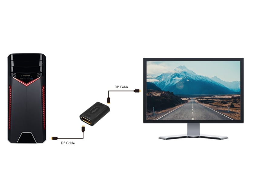 Extender Ripetitore DisplayPort DP F a DP F UHD 8K@60Hz Nero LOGILINK - immagine 5