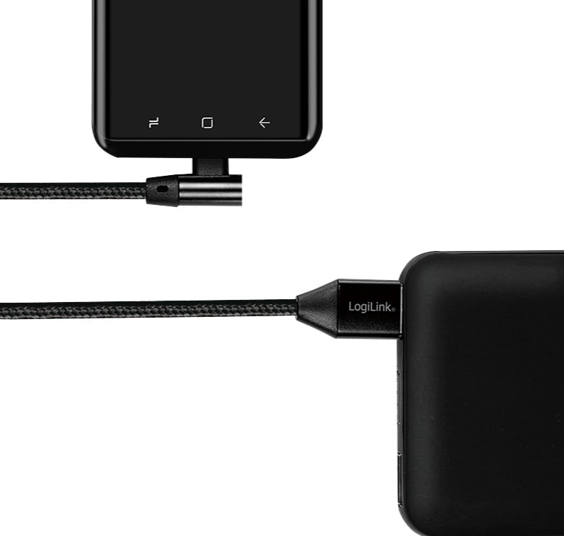 Cavo USB Micro-B Maschio Angolato/USB-A Maschio Dritto 1m Nero LOGILINK - immagine 5