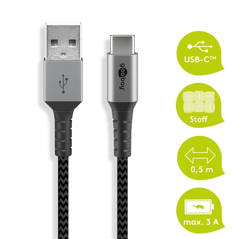Cavo USB-C™ a USB A Connettori in Metallo e Rivestimento Tessuto 2,0m GOOBAY - immagine 6
