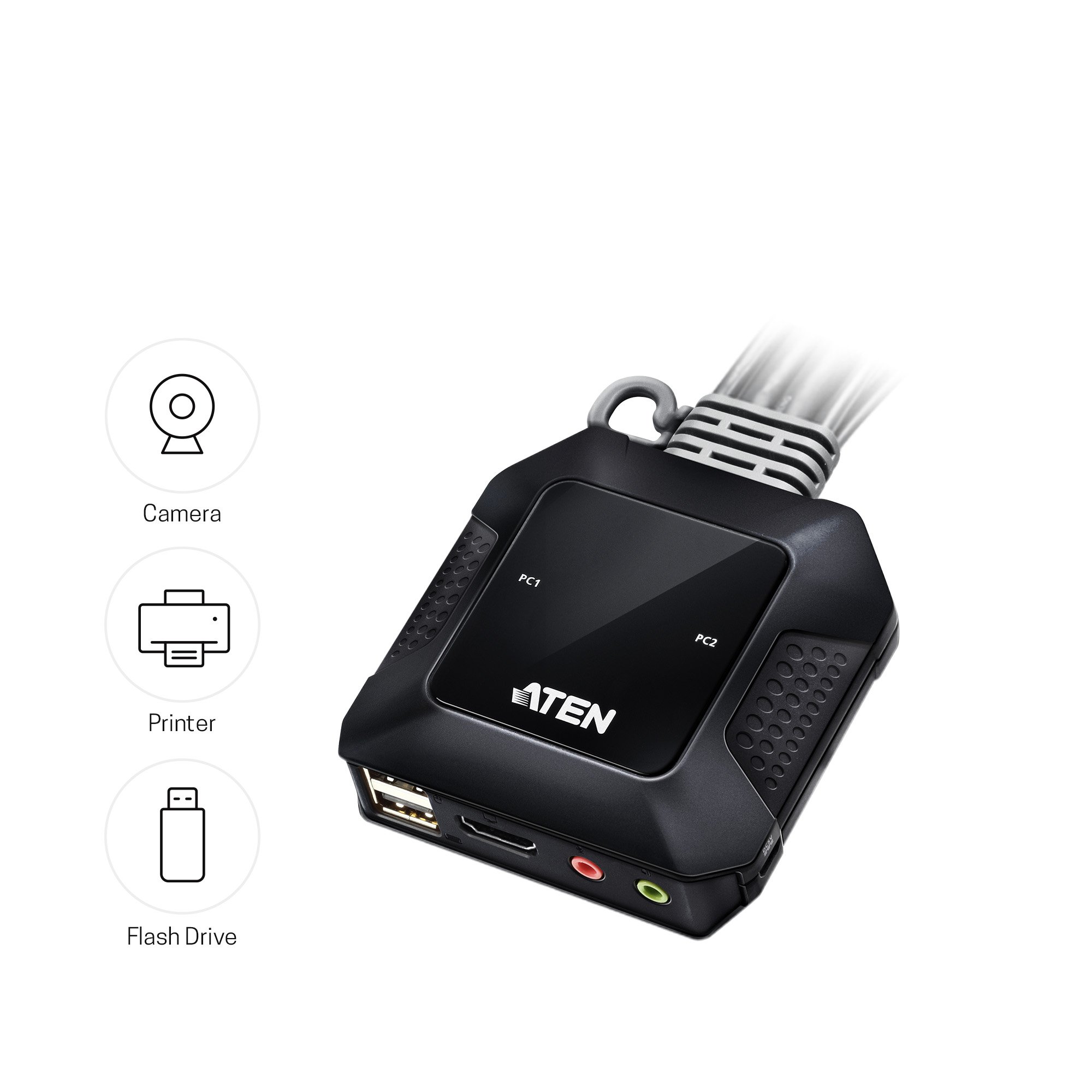 Switch KVM USB 4K HDMI a 2 porte con Selettore Porta Remota, CS22H ATEN - immagine 6