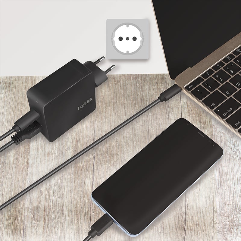 Caricatore da Muro USB-C™ e USB tipo A 65W Nero LOGILINK - immagine 6