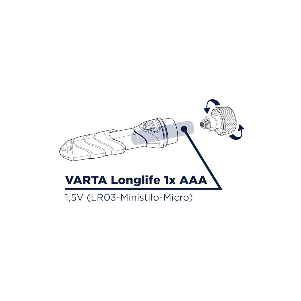 Torcia LED Tascabile a Batteria in Alluminio con Anello Portachiavi VARTA - immagine 6