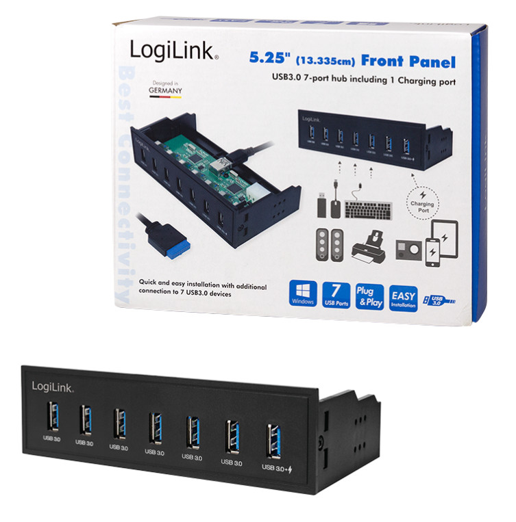 Hub USB Interno 5,25'' 7 porte USB 3.0 con Ricarica Veloce LOGILINK - immagine 6