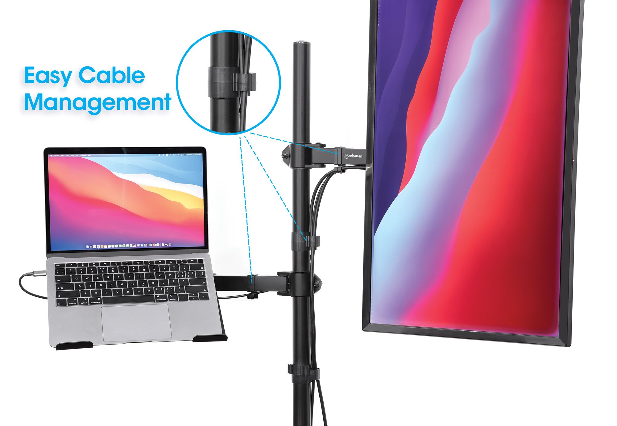 Supporto da Scrivania Braccio per Monitor 13-32'' e Mensola per Laptop MANHATTAN - immagine 6