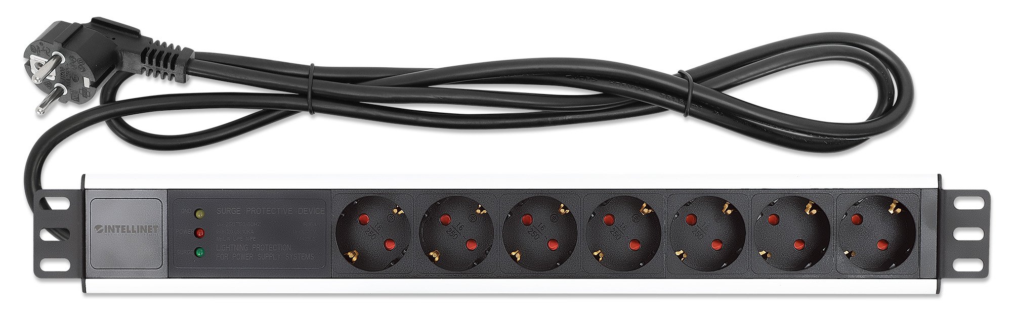 Multipresa per Rack 19'' 7 posti Spina Schuko Angolata 1U INTELLINET - immagine 6