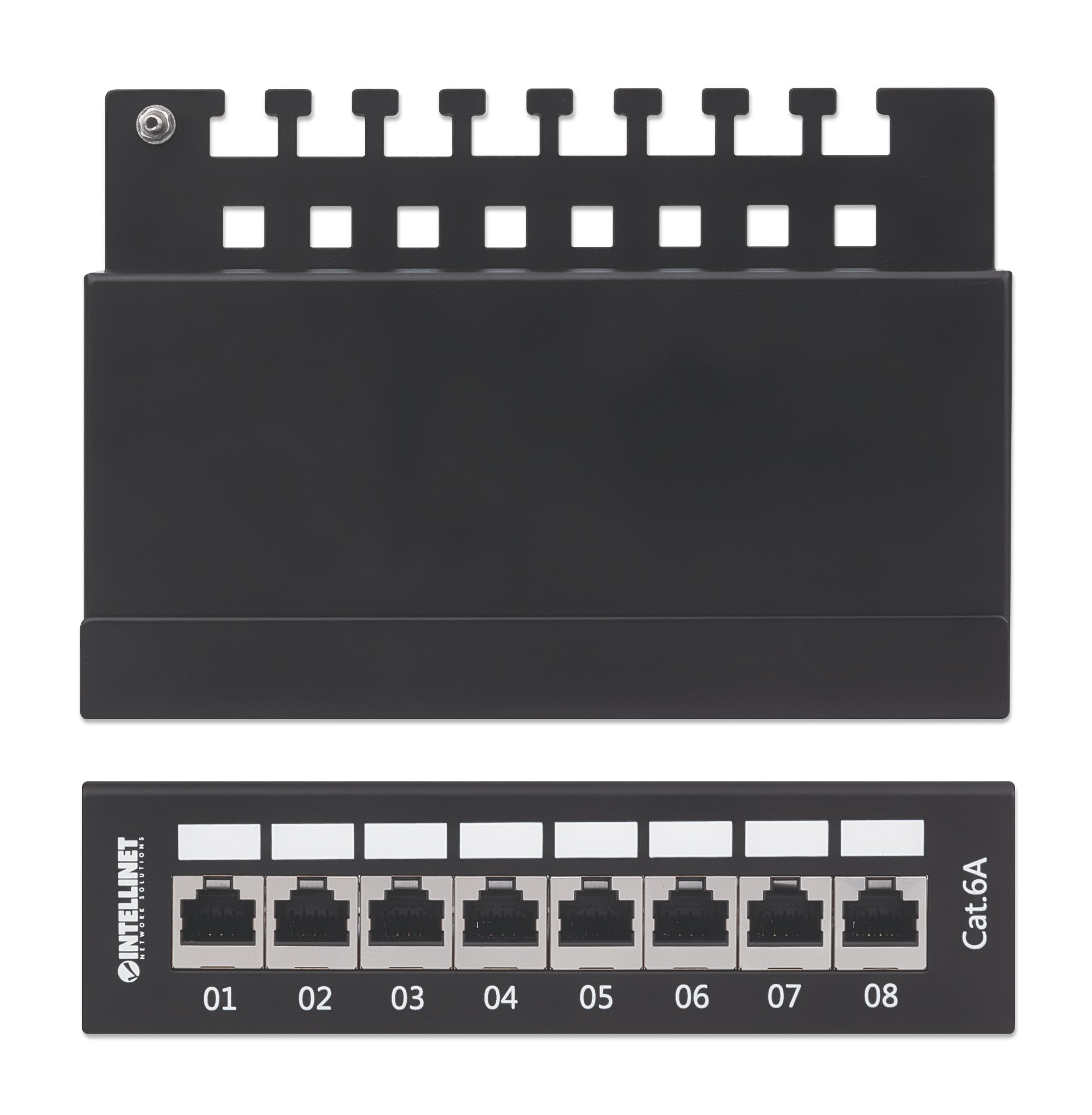 Pannello Patch 8 Posti Cat6A Schermato da Scrivania Nero INTELLINET - immagine 6
