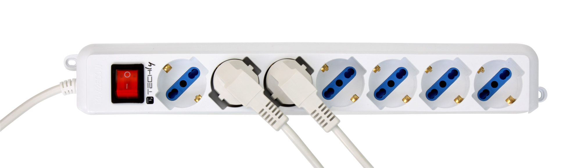 Multipresa 7 Posti Italiana Bipasso / Schuko Cavo 5m TECHLY - immagine 6