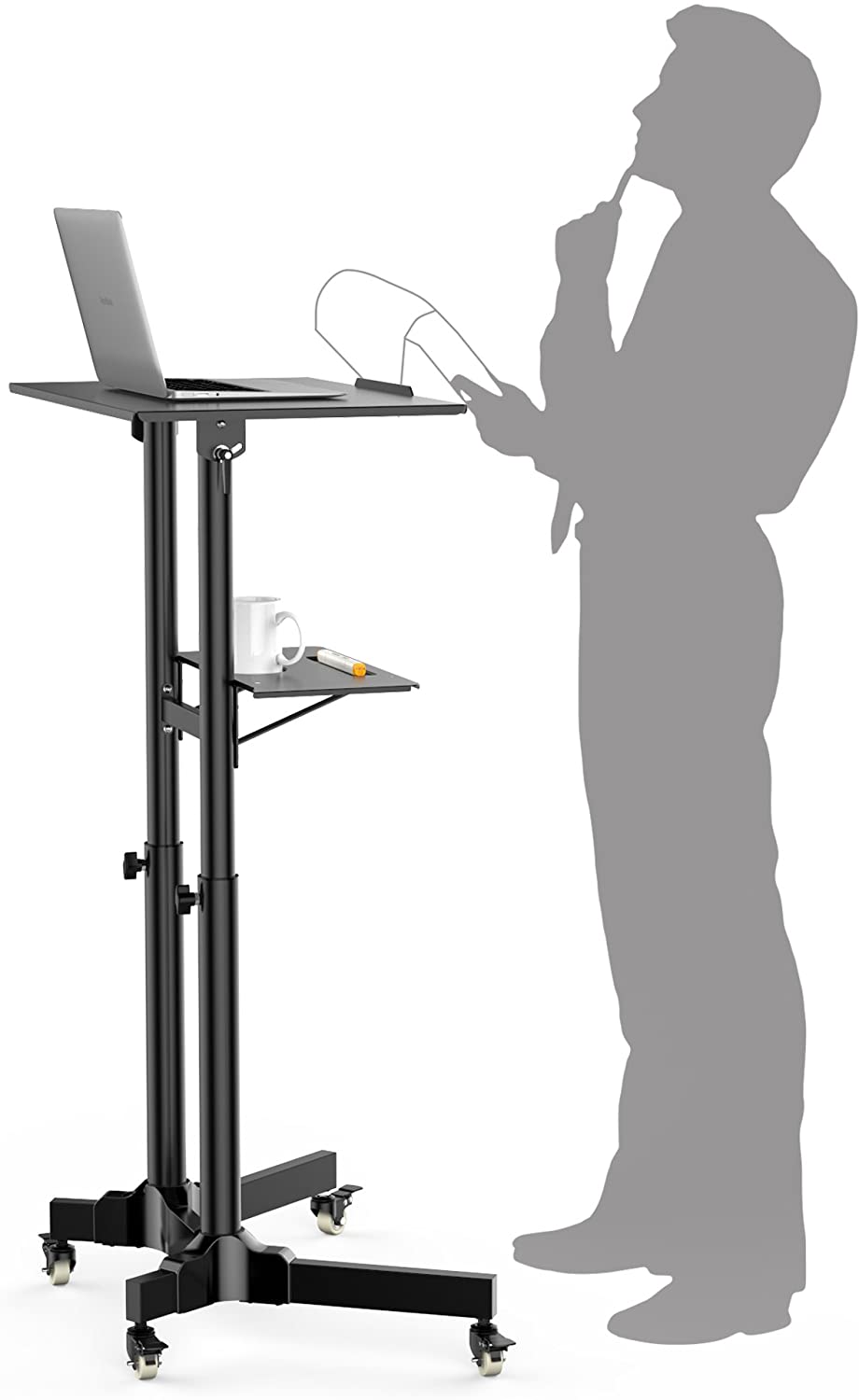 Postazione di Lavoro Supporto Laptop con Mensola Altezza Regolabile TECHLY - immagine 6