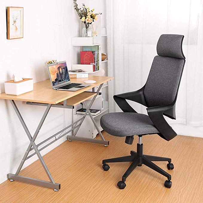 Sedia per Ufficio con Schienale Alto Design Moderno Grigio TECHLY - immagine 6