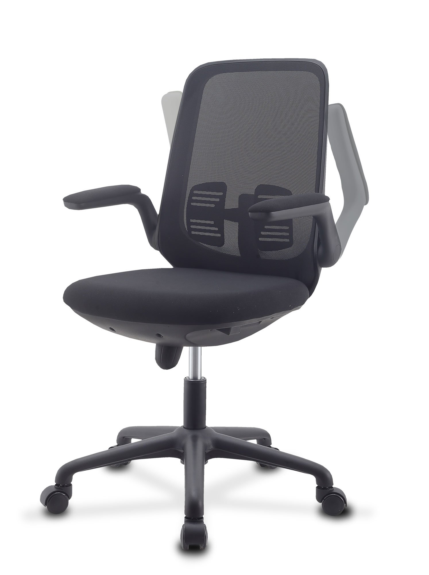 Sedia per Ufficio Regolabile in Altezza con Braccioli Pieghevoli Nera TECHLY - immagine 6