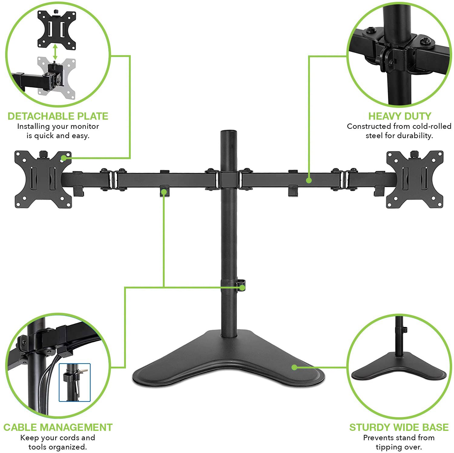 Supporto da scrivania per 2 Monitor 13-32'' con base TECHLY - immagine 6