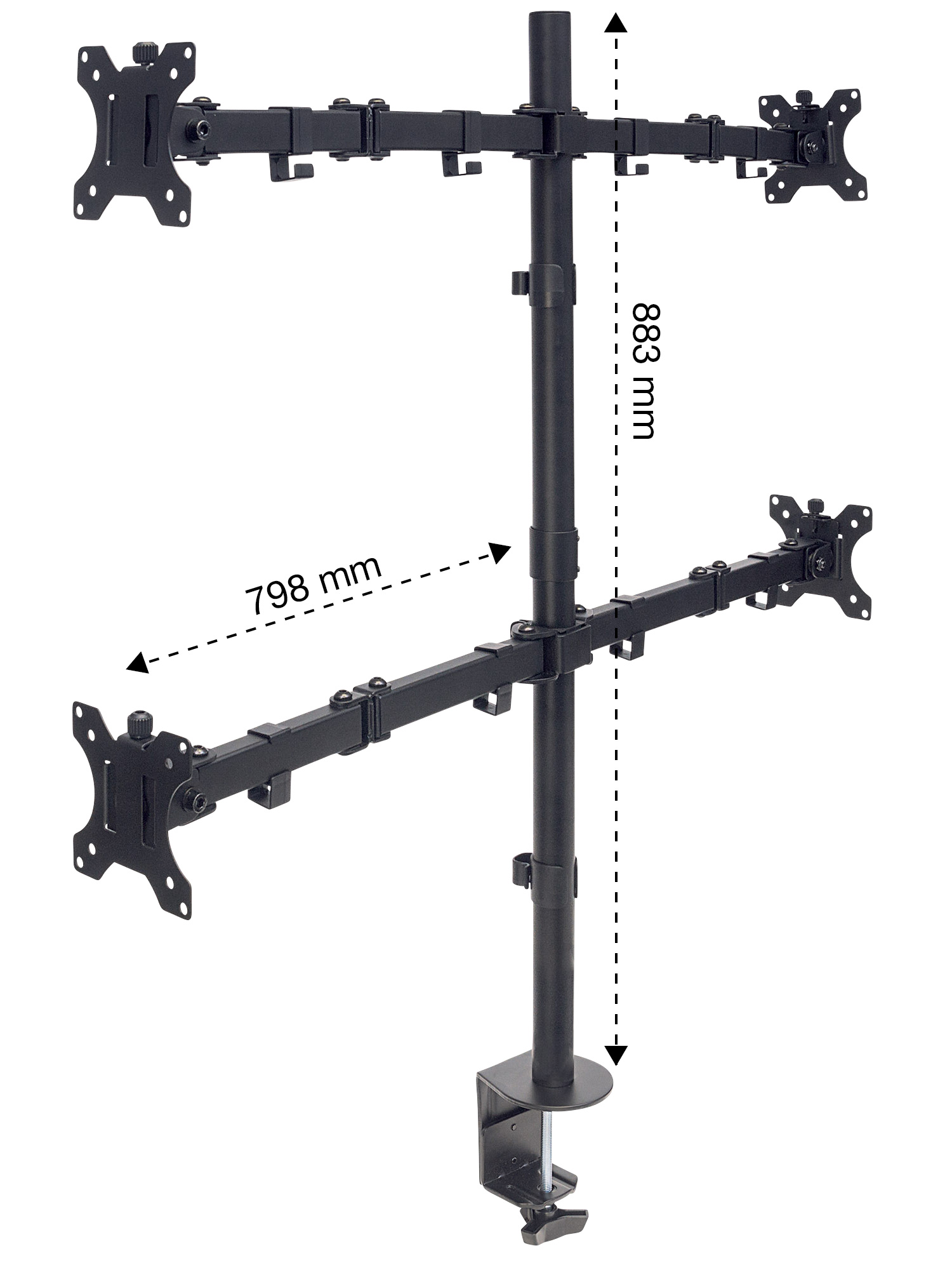 Supporto da Scrivania per 4 Monitor 13-32'' con Morsetto MANHATTAN - immagine 6