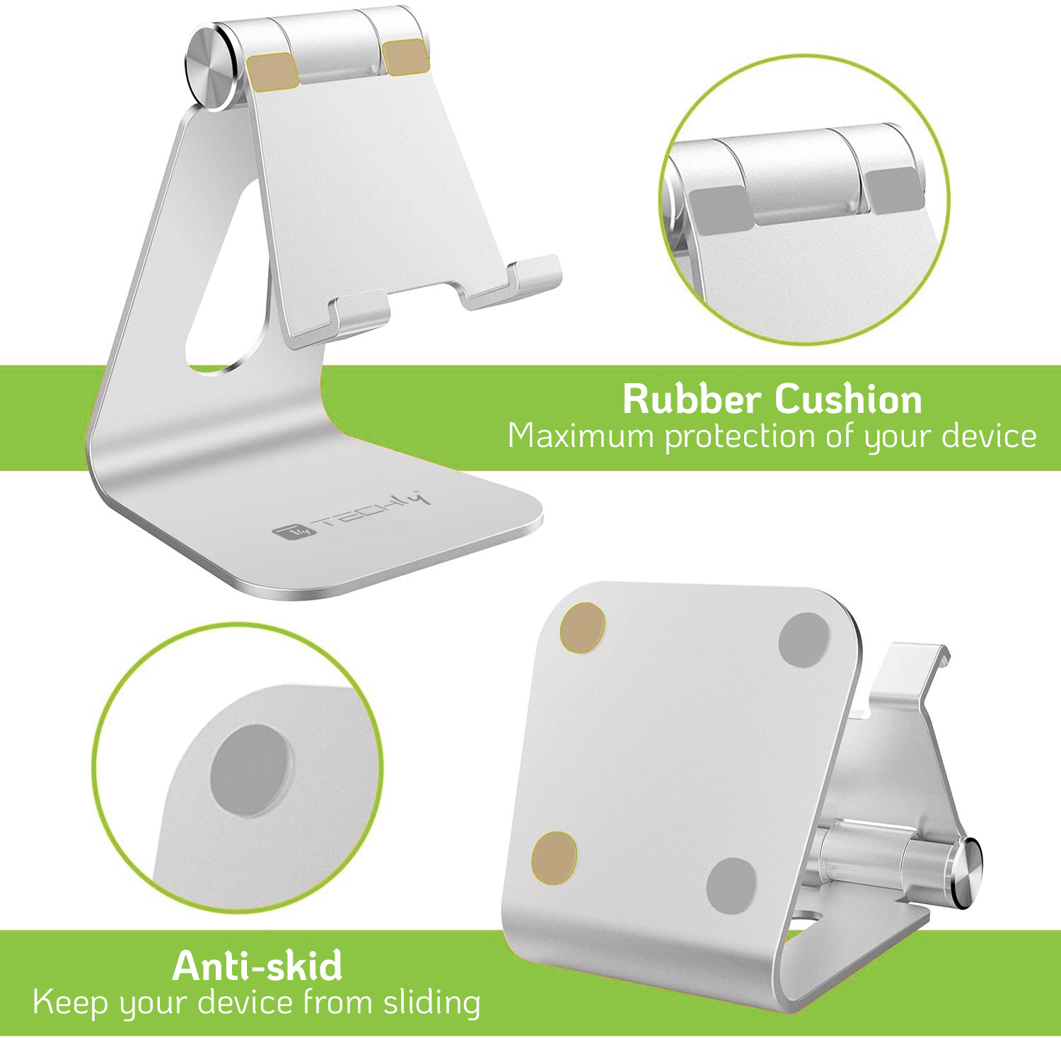 Supporto Porta Smartphone e Tablet Universale e Regolabile da Scrivania TECHLY - immagine 6