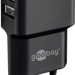Caricatore da Muro 2 porte USB-A Slim Design 12W Nero GOOBAY
