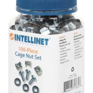 Kit Set 100 Viti, 100 Dadi e 100 Rondelle per Montaggio Rack Silver INTELLINET