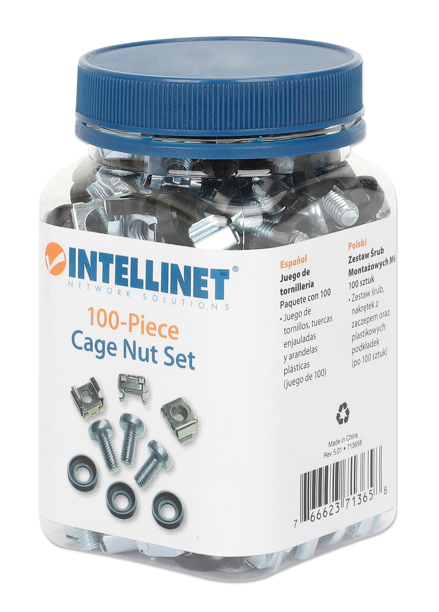 Kit Set 100 Viti, 100 Dadi e 100 Rondelle per Montaggio Rack Silver INTELLINET