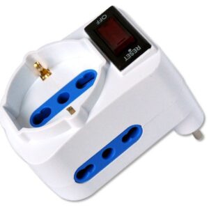Adattatore Compatto con 2 Prese Bipasso e 1 Bipasso/Schuko Spina 10A TECHLY