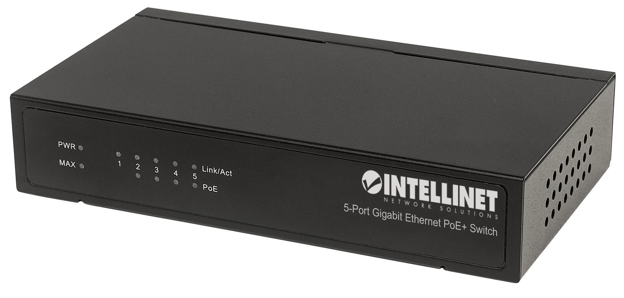 Switch PoE+ 5 porte Gigabit Ethernet INTELLINET