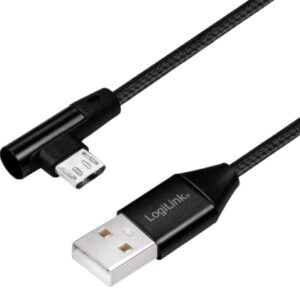 Cavo USB Micro-B Maschio Angolato/USB-A Maschio Dritto 0,3m Nero LOGILINK