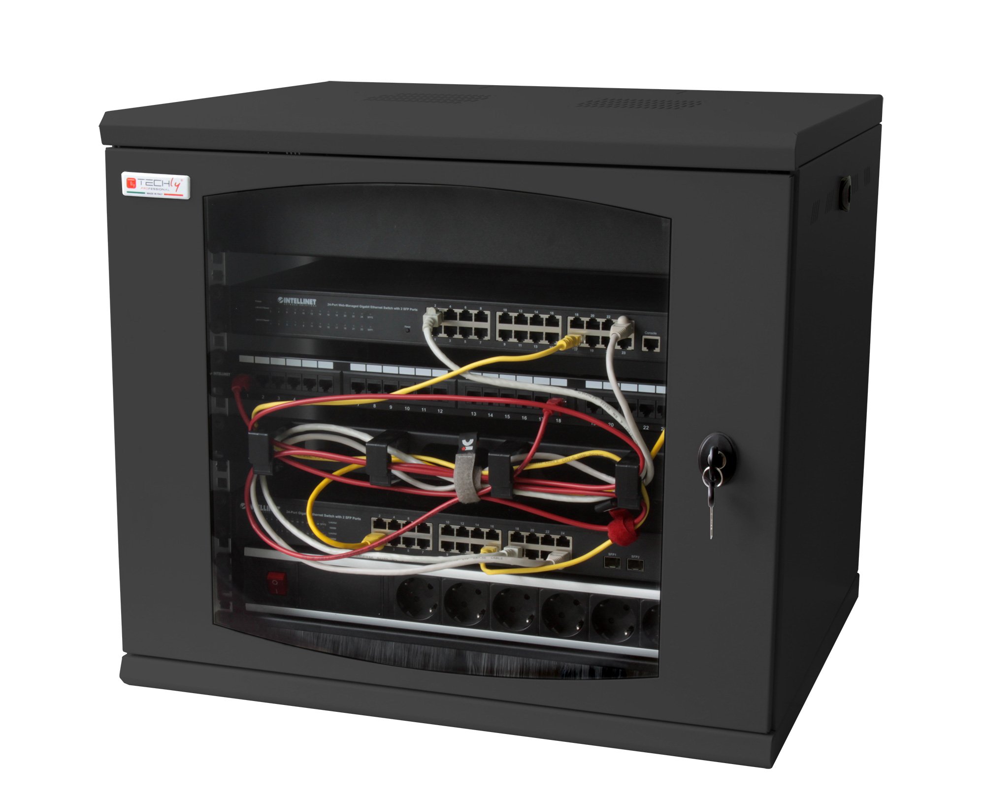 Armadio Rack 19'' a muro 10 unità sezione unica prof. 500mm Nero TECHLY PROFESSIONAL