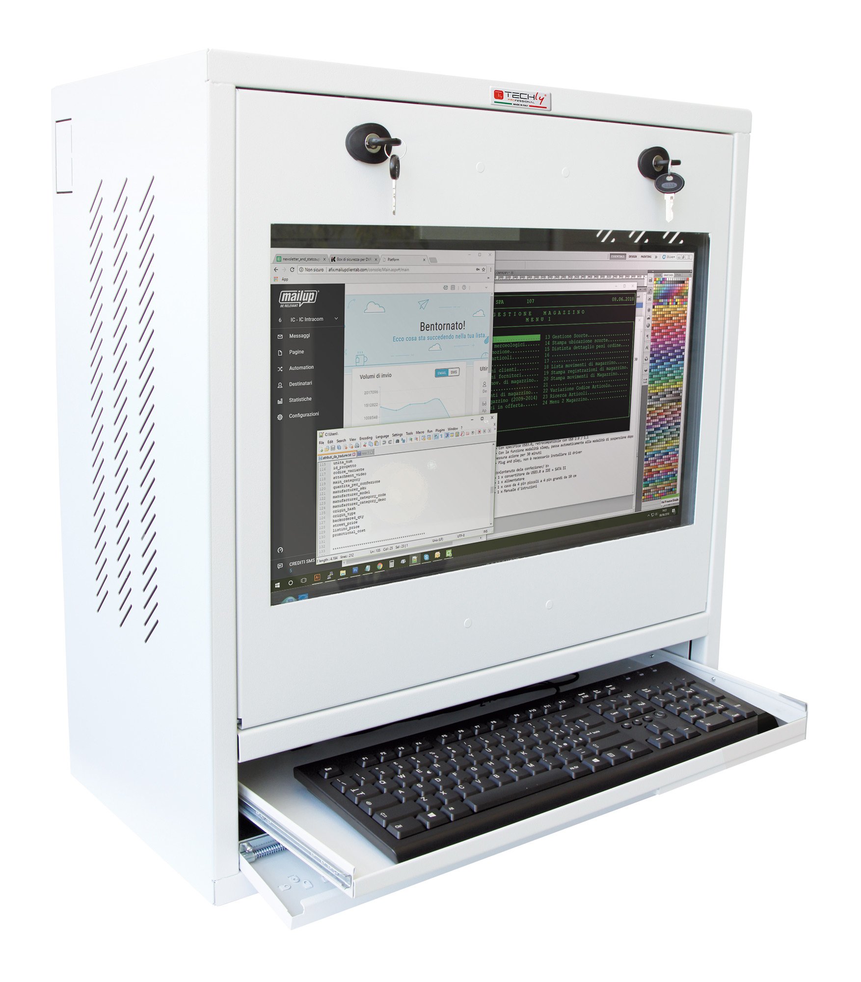 Armadio di sicurezza per PC, monitor LCD e tastiera Bianco TECHLY PROFESSIONAL
