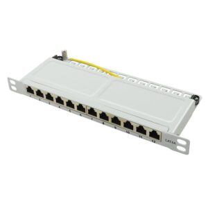 Panello Patch 10'', Cat.6A, schermato, 0,5 U, 12 Porte, Grigio LOGILINK