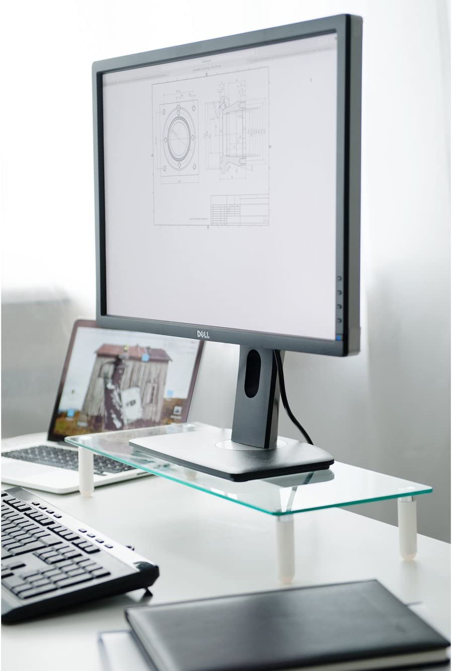 Ripiano Universale in Vetro Trasparente per Monitor Laptop Notebook TECHLY - immagine 7