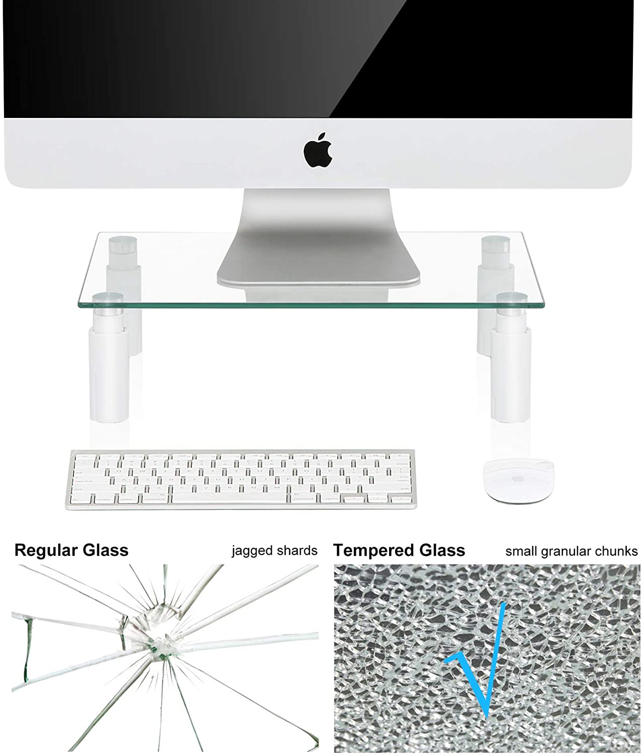 Stand da Scrivania Regolabile Vetro Trasparente per Monitor Notebook TECHLY - immagine 7
