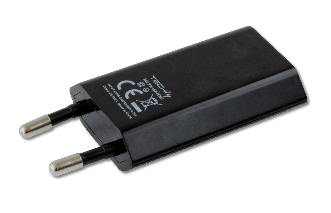 Caricatore USB 1A Compatto Spina Europea Nero TECHLY - immagine 7