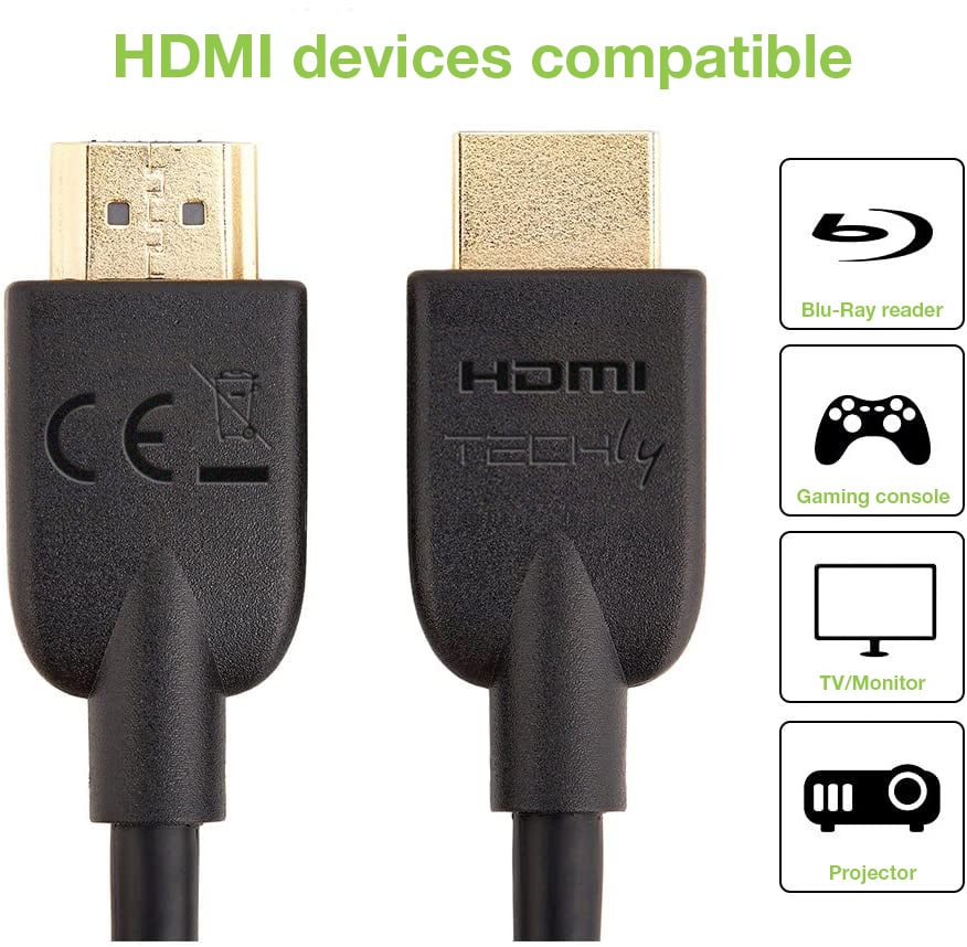 Cavo HDMI&trade; High Speed 2.0 A/A M/M 1m Nero TECHLY - immagine 7