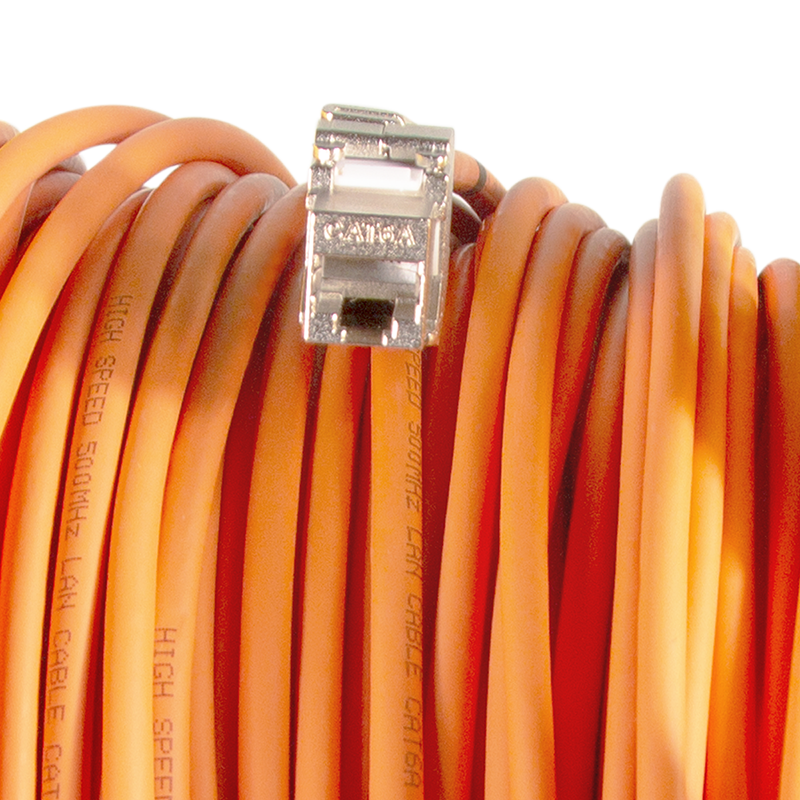 Cavo Patch Cat6A Plug RJ45 S/FTP LSZH con Avvolgicavo 60m Arancione LOGILINK - immagine 8