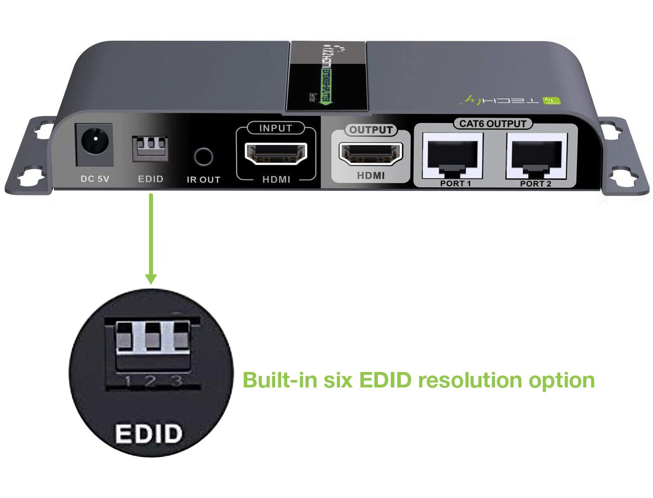 Extender Splitter HDMI 1x2 con IR su Cavo Cat. 6 fino a 40m TECHLY - immagine 6