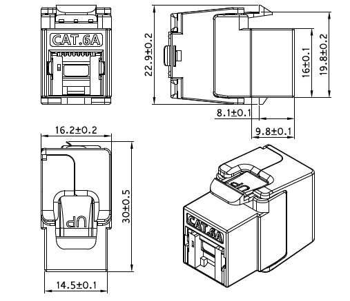 Frutto Keystone RJ45 Cat.6A STP AWG22-26 Short Body OEM - immagine 7