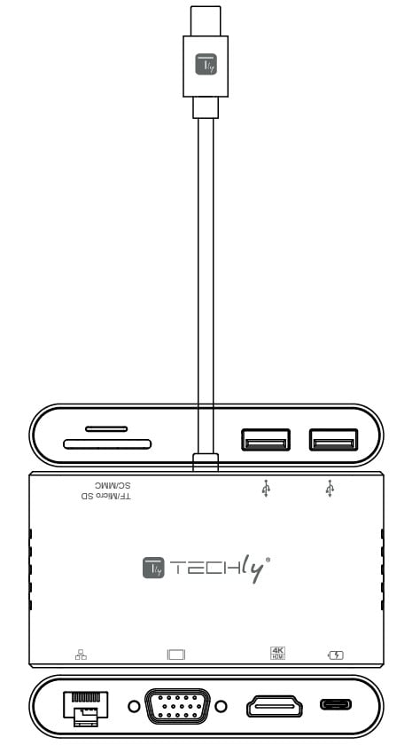 Docking Station USB-C™ SuperSpeed Multiporta USB HDMI VGA RJ45 MicroSD TECHLY - immagine 7