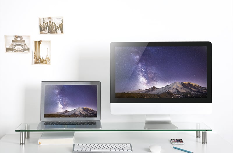 Stand Supporto da Scrivania in Vetro Trasparente per Monitor e Laptop LOGILINK - immagine 7