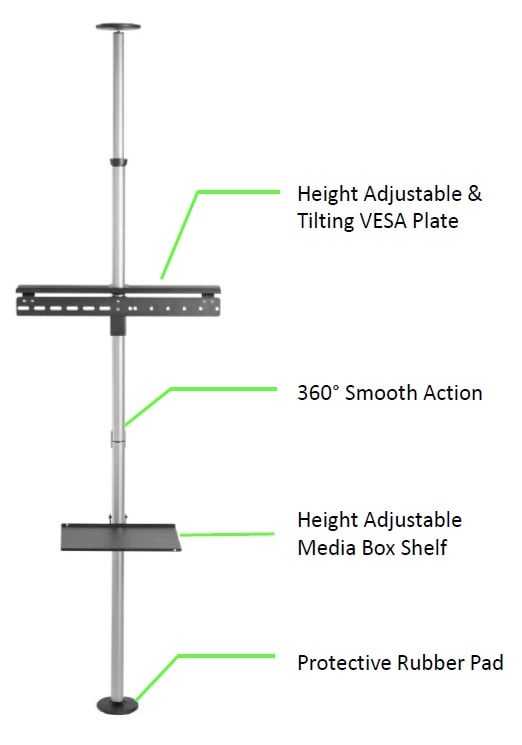 Supporto da Pavimento a Soffitto per TV LCD/LED/Plasma 37-70'' TECHLY - immagine 8