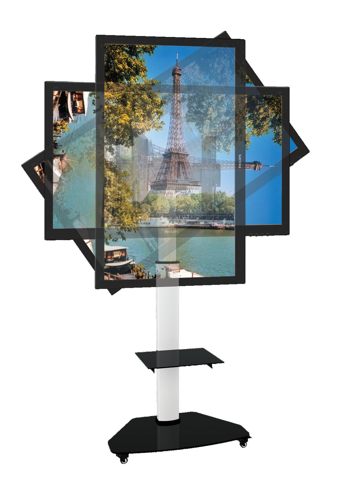 Supporto a Pavimento con Mensola Trolley TV LCD/LED/Plasma 37-70'' Bianco TECHLY - immagine 7
