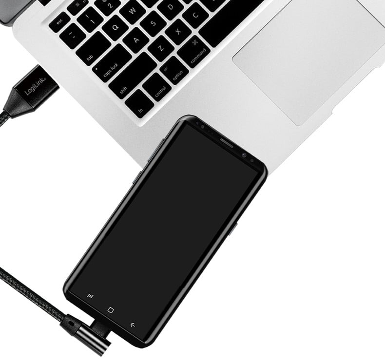 Cavo USB Micro-B Maschio Angolato/USB-A Maschio Dritto 1m Nero LOGILINK - immagine 6