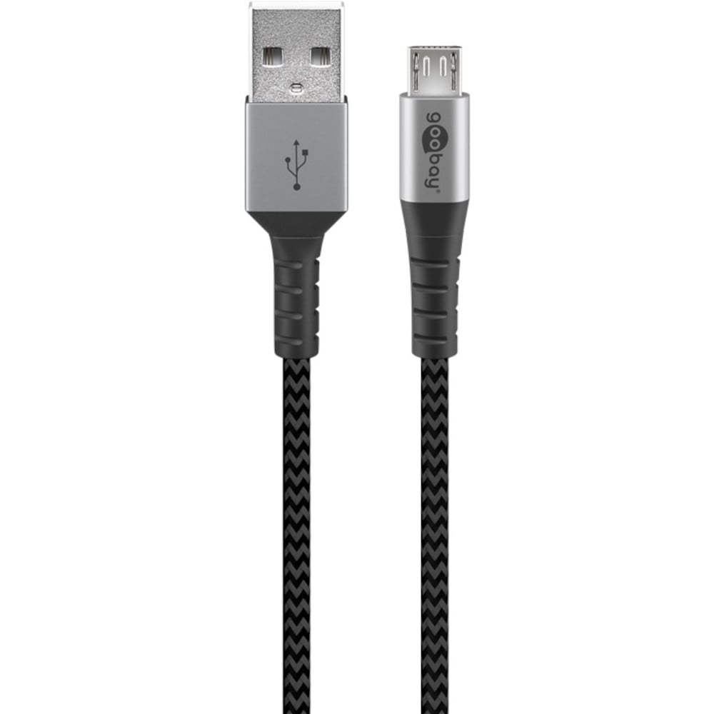 Cavo Micro USB Guaina Intrecciata USB2.0 A M/MicroB M 0,5m Nero/Silver GOOBAY - immagine 7