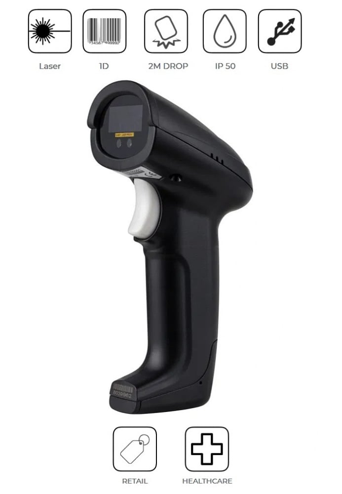 Lettore Codici a Barre USB Laser Barcode Reader 1D IP50 KAPTUR - immagine 7