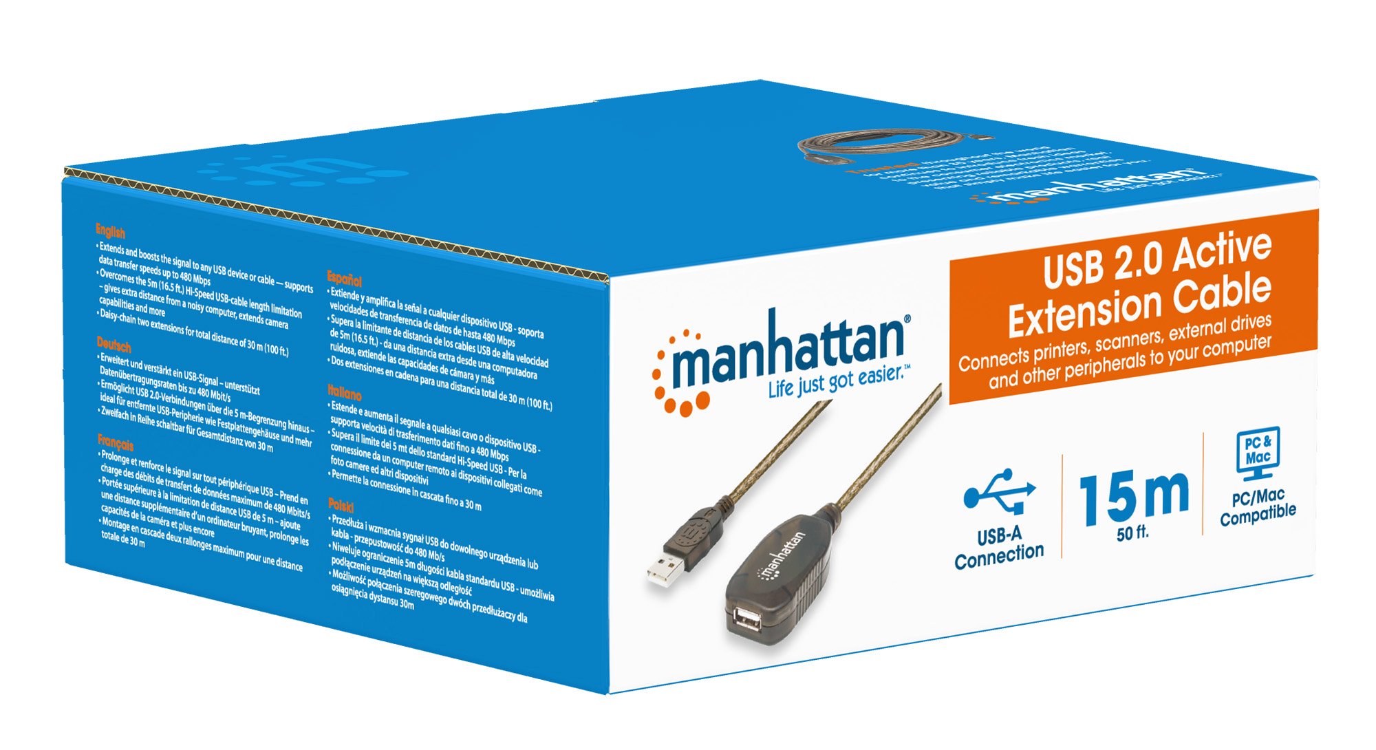 Cavo Prolunga Attivo USB 2.0 Hi-Speed 15 mt MANHATTAN - immagine 7