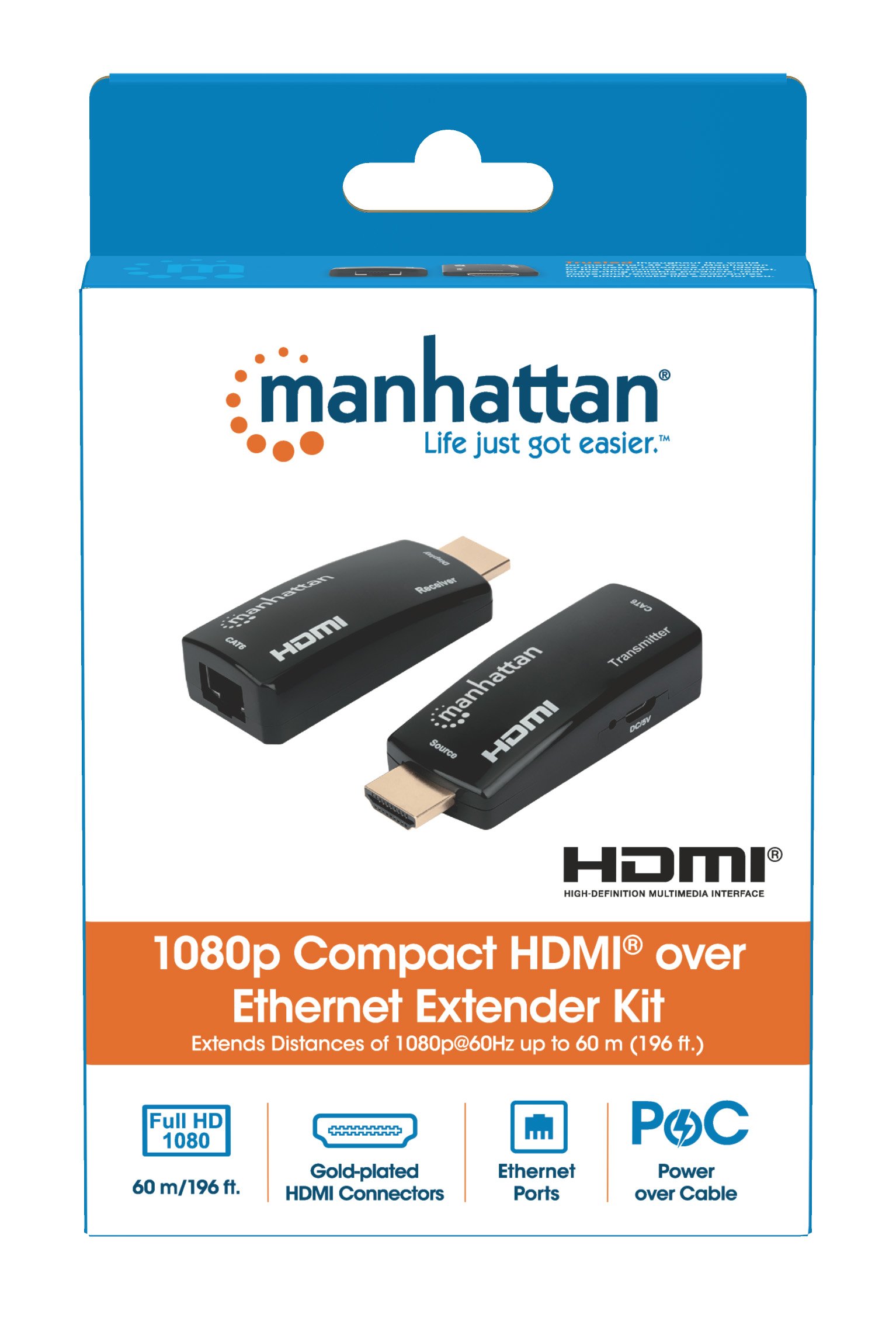 Extender HDMI Over Ethernet 1080p Compatto Nero MANHATTAN - immagine 7