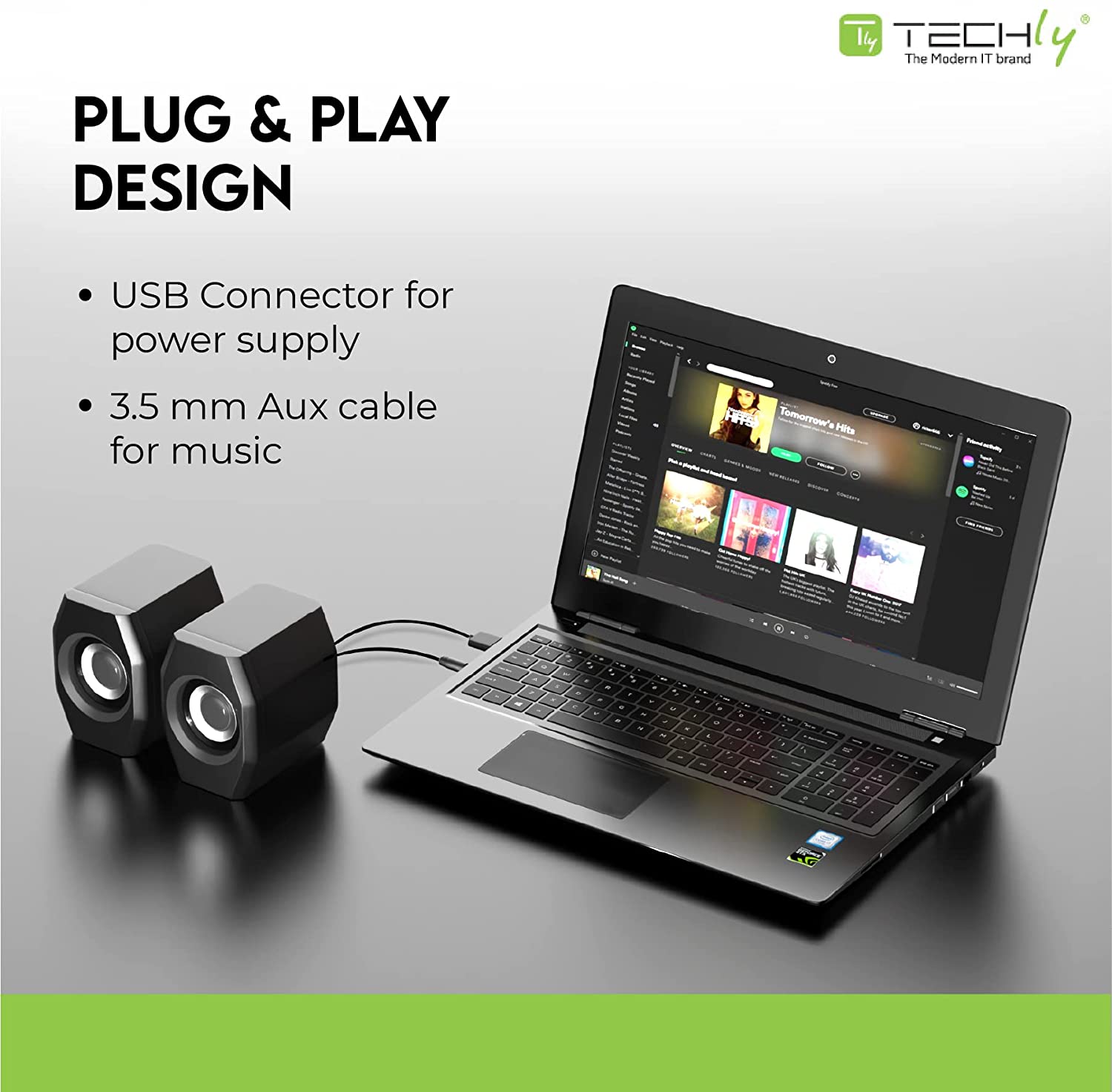 Set Altoparlanti per Notebook e PC USB 2.0 Jack 3,5mm Controllo Volume TECHLY - immagine 7